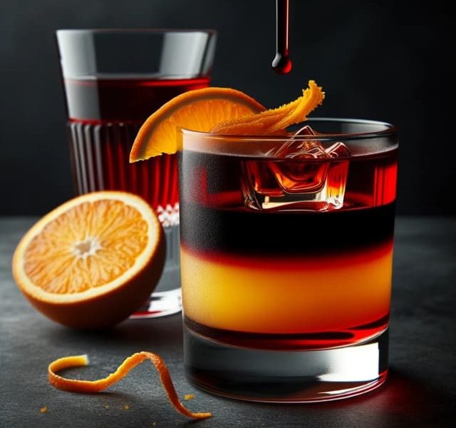 recette cocktail dégradé orange et noir